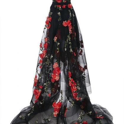 high low floral gown