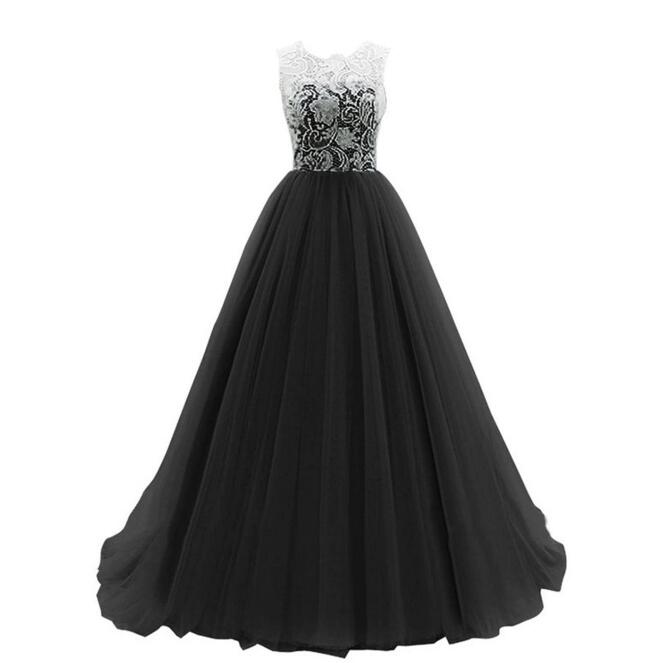 Sheer Scoop Neck A-line Tulle Prom Dress With Corset Back on Luulla