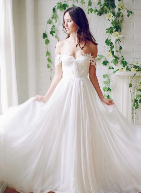 off-the-shoulder-ivory-chiffon-bridal-wedding-dress-on-luulla