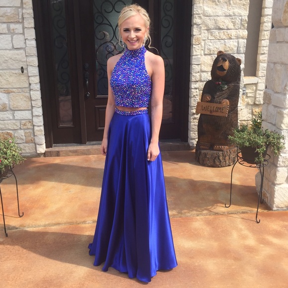 Royal Blue Two-piece Prom Dress on Luulla