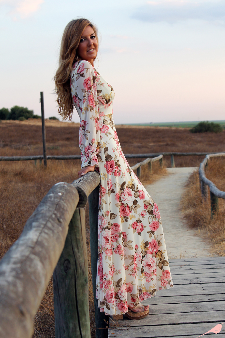 Long Printed Chiffon Maxi Dress With Long Sleeves On Luulla 9717