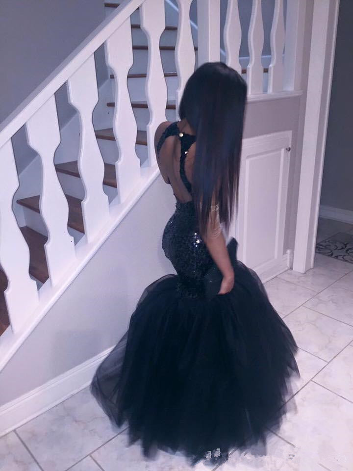 black halter mermaid dress